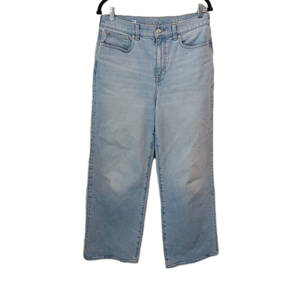 J.Crew '96 Slim Wide Jeans Womens 28x27 Blue High Rise Wide Leg Denim Light Wash